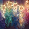 Home Decoration Dream Catcher With Lights Feathers Hand-Woven Ornaments Birthday Graduation Gift Wall Hanging Decor For Car Deco237g