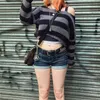 Pulls pour femmes Pull Academia Y2K Vintage Harajuku Grunge Jumpers Automne Vêtements E-Girl Gothic Rayé Pulls tricotés 2000s Rétro