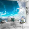 3d Wallpaper walls Beautiful Blue Sky and White Clouds Romantic Scenery Living Room Bedroom Kitchen Decorative Silk Mural Wallpape234O