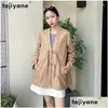 Womens Leather Faux Tajiyane Real Jacket Women Genuine Sheepskin Jackets For 2024 Spring Autumn Loose Coat V Neck Drop Delivery Appare Otocd