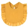 Ins Simple Baby Bibs 100% bomullsfast färg Ruffles Designflickan Spädbarn Baby Feeding Bihand Drooling Thandduk 15 färger