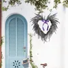 Couronne de fleurs décoratives en forme de cœur, lavande artificielle, décoration suspendue pour porte d'entrée de mariage, pour noël, saint-valentin