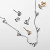 Designer smycken hänge halsband diy fit pandoras trippel sten hjärtstation kedja halsband för kvinnor gåva kärlek örhängen charms mode lyxig gåva med låda