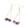 Dangle Lustre Irregar Naturel Cristal Pierre Dangle Chaîne Plaquée Or Boucles D'oreilles À La Main Pour Femmes Fille Party Club Mode Jewelr Dhtfl