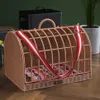 Cesta de transporte para gatos, cesta de vime para transportar gatos, cama portátil para animais de estimação, casas com almofada macia, transportador de animais de estimação basket202p