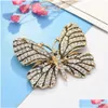 Pins Brooches Cute Butterfly For Women Rhinestone Crystal Dress Accessories Gift Drop Delivery Jewelry Dhgarden Dhfje