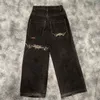 2023 nova marca de moda americana high street hiphop impresso jeans masculino tubo reto solto calças largas perna 231122