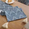 Japanese Style Jacquard Cotton Linen Table Runner Tassels Geometric Wavy Striped Flag Party Wedding Decoration 240307