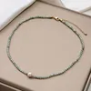 Beads Natural Burmese Jade Necklace Freshwater Pearl Pendant Choker Beaded Necklace for Women Jewelry