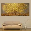 Obrazy ręcznie robione nowoczesne abstrakcyjne olej krajobrazowy na płótnie sztuka ścienna złote zdjęcia drzewa do salonu świąteczny wystrój domu13218