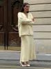 Mohair outono com decote em v topos midi saia duas peças define feminino manga longa camisola ternos feminino elegante sólido quente roupas casuais 240309