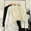 Bluzki damskie Korejepo francuskie koszule Biała koszula z długim rękawem 2024 Preppy Style Autumn Reducing Romantic Short Top