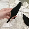 Casual Designer Fashion Women Shoes Lady Black Suede Crystal Strappy High Heels Slingback Sandaler Zapatos Mujer Sandaler 10cm Prom Evening Shoes