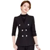 Kvinnors tvåbitar byxor långärmad kostym Autumn Fashion Double Breasted British Style Small Business Coat Elegant Formal Clothas Overa