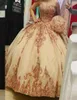 Abito da ballo con applicazioni in oro rosa Abiti Quinceanera Sweetheart maniche corte Con lacci sul retro Abito da laurea taglie forti Abito da ballo per ragazze2955640