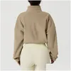 Damenjacken Damenjacken Harajuku Fleece-Sweatshirtjacke Frauen Y2K-Reißverschluss Übergroße Crop-Top-Mäntel Streetwear Winter Langarm Dhxyu