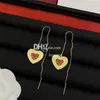 Long Chain Drop Earrings Studs Girls Sweet Heart Shaped Earrings Luxury Gold Plated Earrings With Gift Box