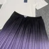 2 피스 드레스 디자이너 고급 그라디언트 컬러 오르간 주름 치마 주름 긴 스커트 2024 새로운 기질 높이 허리 치마 세트 Q5VJ