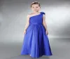 Aline Vestido de dama de honra júnior de chiffon azul royal com um ombro sem mangas 9067331