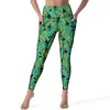 Leggings femininas tropicais pássaros imprimir calças de yoga sexy folhas verdes impressas cintura alta correndo leggins feminino casual elástico esporte legging