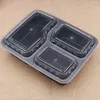 Take Out Containers 10Pcs Meal Prep 3 Compartment With Lids For Picnic Office ( Black )