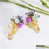 Charm Fashion Summer Hand-Woven Acrylic Small Flower Crystal Tassel Love Heart Pendant Dangle Earrings For Women Party Jewelr Dhgarden Dhts2