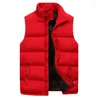 Men's Vests Vest Jacket Warm Padded Sleeveless Jackets Autumn Winter Stand Up Collar Solid Color Casual Waistcoat Brand Men Clothing