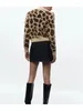Frauen Pelz Vintage Leopard Druck Damen Gestrickte Pelzigen Lose Strickjacken Weibliche 2024 Herbst Winter Mode Tier Elastische Pullover