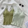 Camisoles Tanks Camisole en dentelle pour femmes sexy avec un coussin de poitrine débardeur sans manches été minceur sans anneaux en acier gilet enveloppant respirant