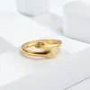 Stainless Steel Love Hug Finger Rings Band Gold Hand Wedding Engagement Tail Ring for Women Girls Fashion Jewelry