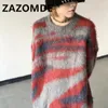 Suéter masculino Zazomde outono harajuku vintage suéter pulôver homens soltos hip hop malhas jumper casual cor flexível