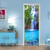 3D наклейка на ступенчатую дверь DIY самоклеящиеся наклейки с водопадом и деревом росписи водонепроницаемый бумажный плакат для печати художественная фотография украшение дома T2262e