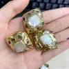 Loose Gemstones 5pcs/lot 25x32mm Big Size Square Shape Keshi Pearl Beads Gold Plated For DIY Necklace Bracelet