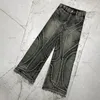 Jeans voor heren Europese en Amerikaanse gestreepte gewassen heren Y2k High Street Retro wijde broek Losse casual oversized broek Dames