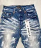 Purple Brand Jeans American High Street Colorful Blue Paint Jeans