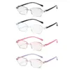 Sunglasses Rimless Blue Light Blocking Reading Glasses Lightweight Anti Eyestrain/Computer Glare UV 400 Filter Readers With Spring Hinge