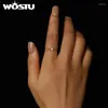 Cluster Rings WOSTU Simple Round Moissanite Beads Ring Women 925 Sterling Silver Diamond Cut Stackable Girl Party Engagement Band Gift