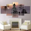 Resimler modern hd baskılı resimler tuval resim 5 panel zen Buddha heykel duvar sanatı ev dekorasyon çerçevesi livin247c için poster