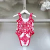 Mode enfants totem imprimé une pièce maillot de bain Designer bébé enfants lettre gilet maillot de bain INS filles vacances SPA plage natation S1177