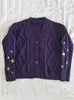 Tricots des femmes en tricots vintage étoiles brodées de cardigan en tricot foncé brodé