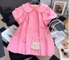 Einzelhandel 2023 Sommer Baby Mädchen Teenager Liebe Muster Rosa Kleid Prinzessin Süße Kleidung 39 T 240228