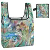 Sacos de compras Grande Saco Dupla Alça Bolsa Totebag Impressão Colorida Dobrável Tote Reciclar Bolsa Floral Padrão Personalizado