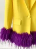 Costumes pour femmes HIGH STREET Est 2024 Veste de créateur élégante Blazer orné de plumes à un bouton