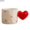 Mugs Creative Heart Shaped Ceramic Mug High Beauty Polka Dot Coffee Office Cute Breakfast Cup Milk Household Water Cups