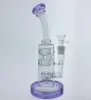 Amerikan Kalın Boş Zamanlı Kısmi Mor Cam Bongs Düz Fab Eggo Delikleri Perc Smokin Cam Bonglar Geri Dönüşüm Yağı Talimler Cam Bong Pipe2043151