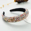 Colorful Baroque Full Crystal Headbands Hair Bands for Women Lady Shiny Padded Diamond Headband Hair Hoop Fashion Party Jewelry Accessories