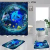 Modern Bath Shower Curtain Set 3D Printed Dolphin Bathroom Curtains Tide Home el Toilet Seat Cover286Z