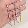 Dangle Earrings 2024 Spring Colorful Jewelry Pastel Cubic Zirconia CZ Tennis Chain Tassel Long Drop Earring For Women