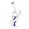 11-дюймовый Dab Rig Красочные стеклянные бонги Кальяны Стеклянные водопроводные трубы Нефтяные вышки Recycler Bong Bubbler с чашей 14 мм