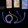 66W 3 In 1 RGB Light Fast Charging Type C Cable 6A Micro USB C Lighting Quick Charger Cable Phone Cord For Xiaomi Samsung S24 LG Huawei